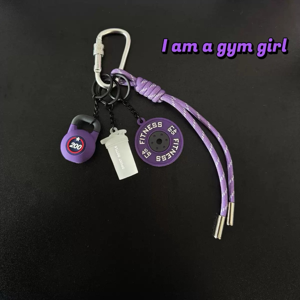 Purple Fitness Keychain Set